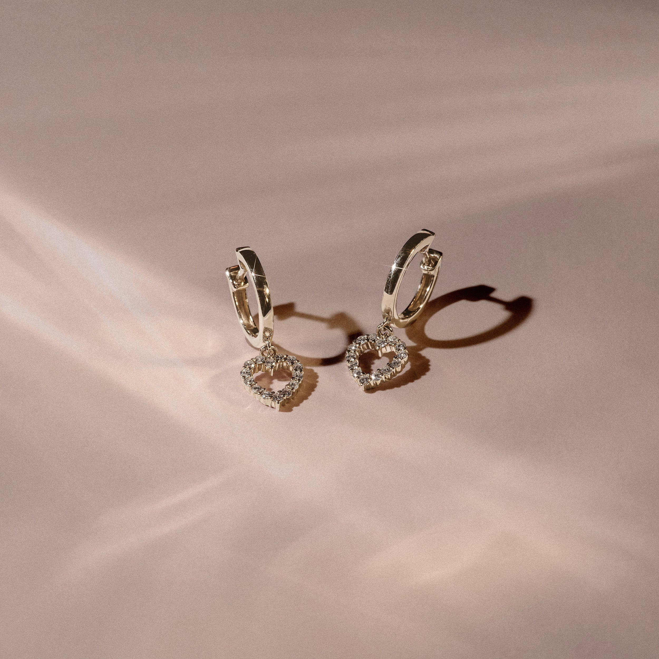 Heart Drop Huggie Lab Diamond Earrings 0.31ct in 18k Gold Vermeil